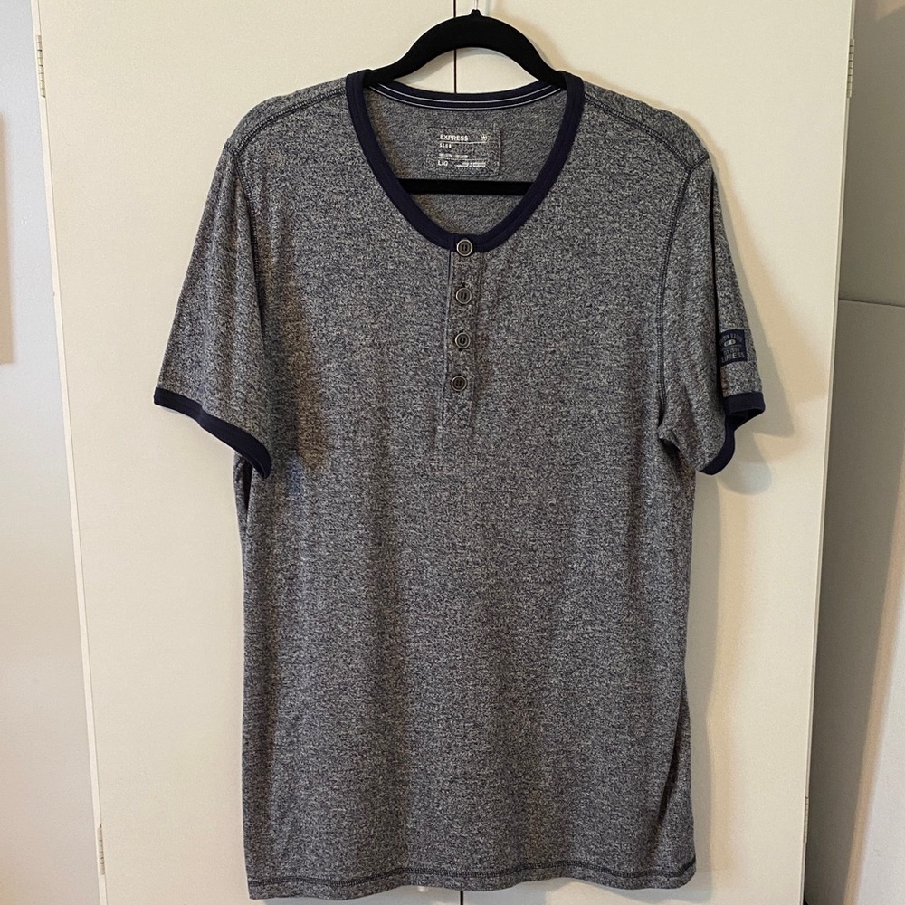 Men's Dark Navy Heathered Henley Shirt